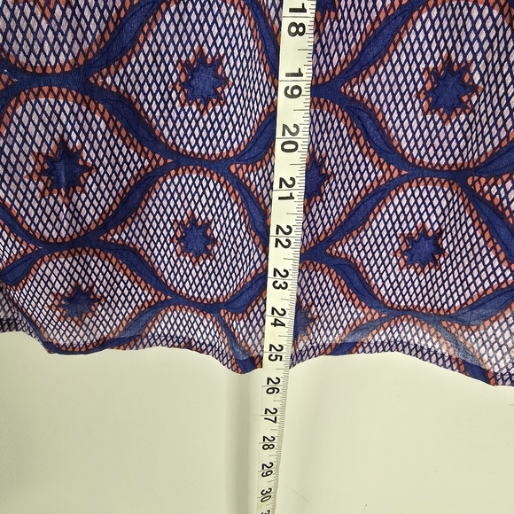 Banjanan Ruidoso Printed V Neck Semi Sheer Blouse Pockets Size S Ruffles - Picture 9 of 14